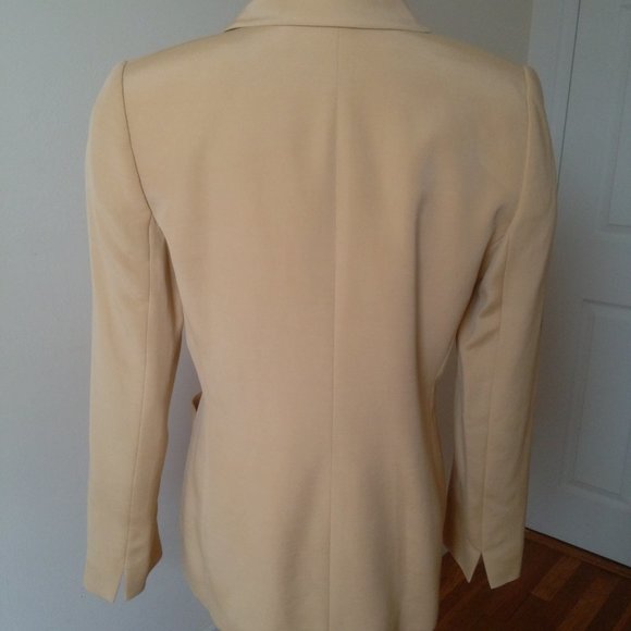 ELLEN TRACY Blazer Single Breasted Jacket Light Yellow Size Petite 12 - Picture 7 of 10